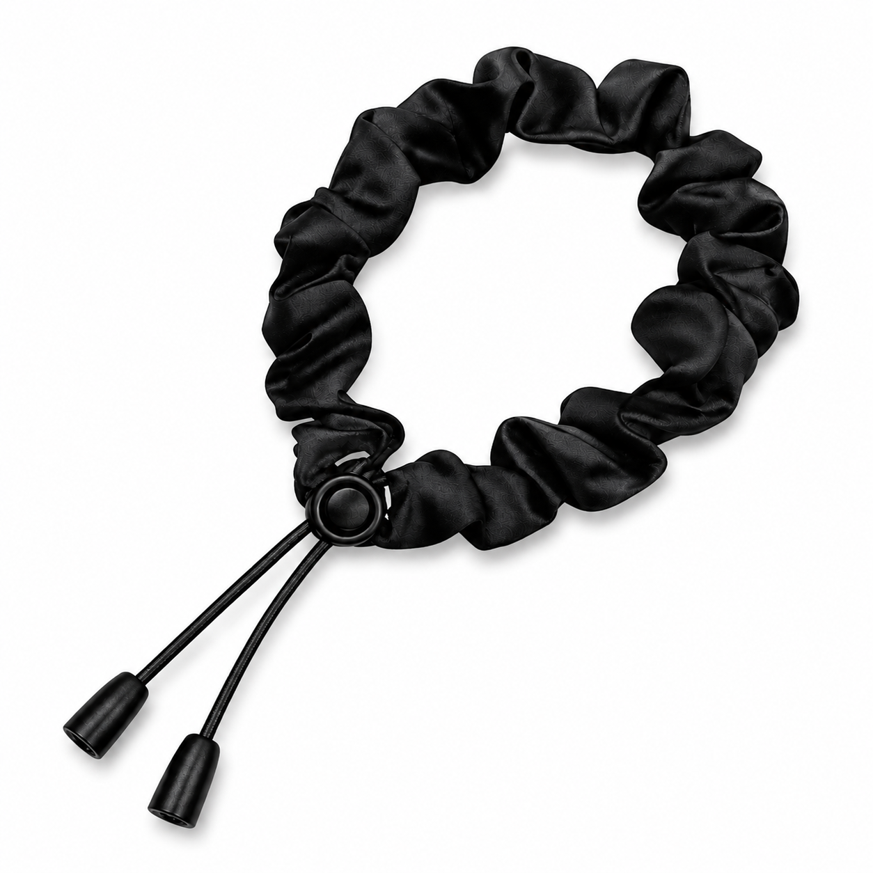 Adjustable black satin scrunchie
